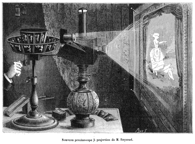 Drawing of a projecting praxinoscope