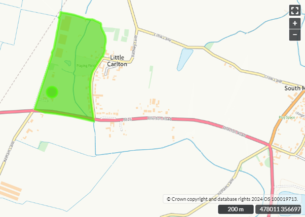 Map showing the shrunken village of Little Carlton